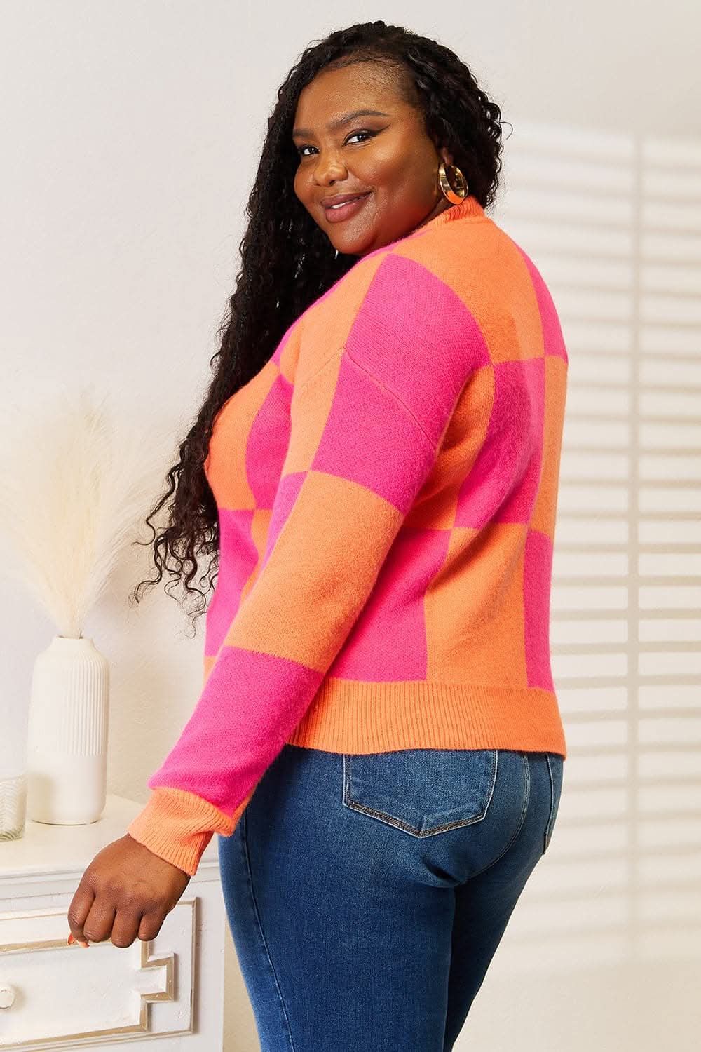 Woven right checkered cardigan - Love Salve